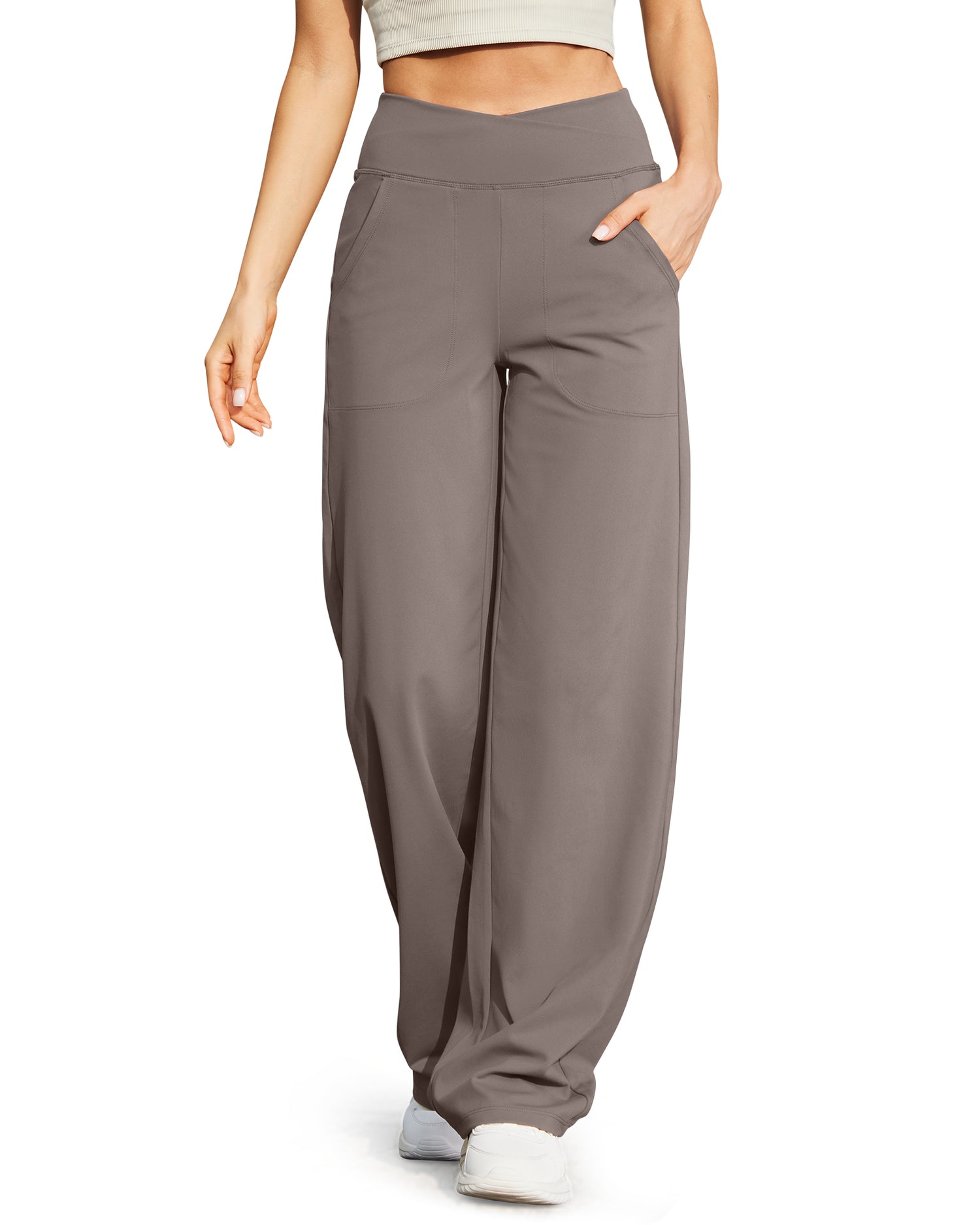 Wide Leg High-Waist Casual Pants 33''