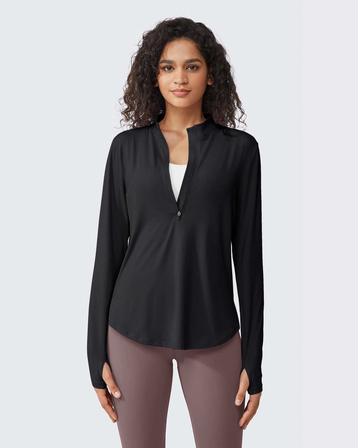 G4Free Activewear Quick Dry High Neck Sun Half Zip Workout Tops 