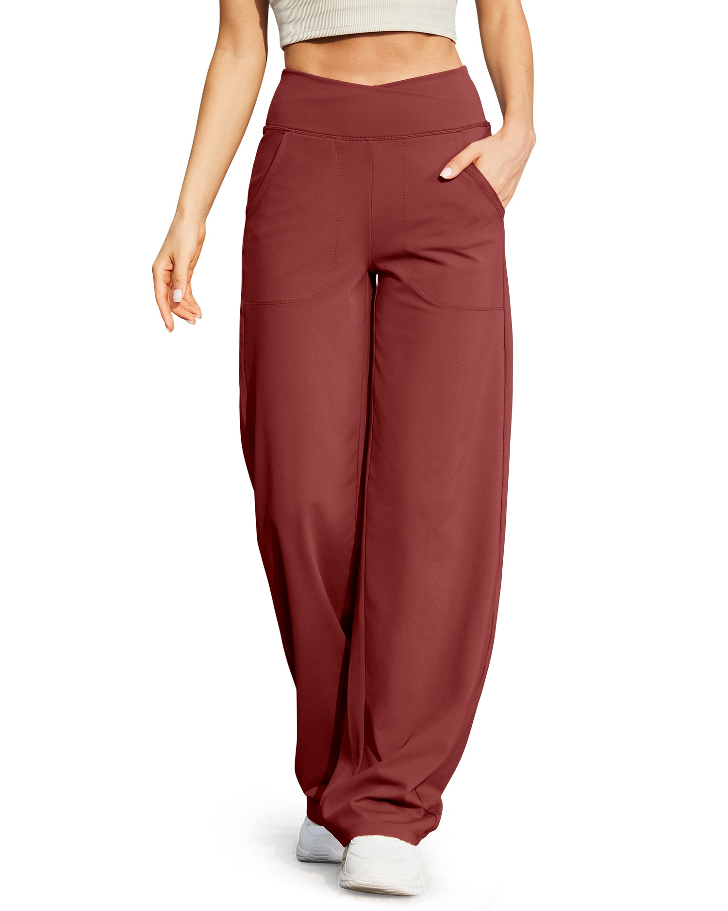 Wide Leg High-Waist Casual Pants 33''