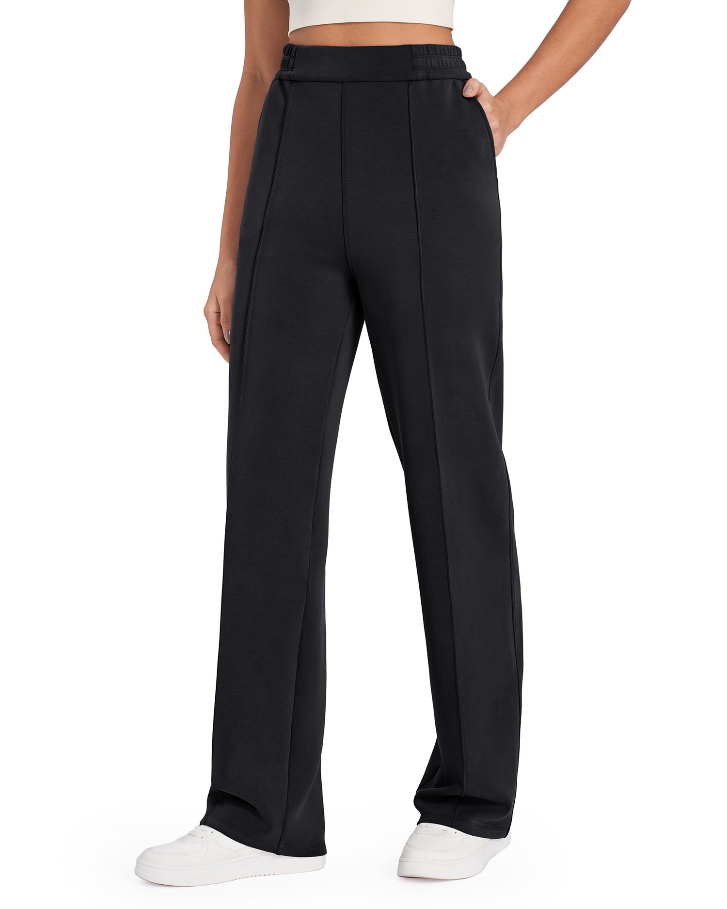 AiryBlend High-Waist Elastic Front Wide Leg Pants