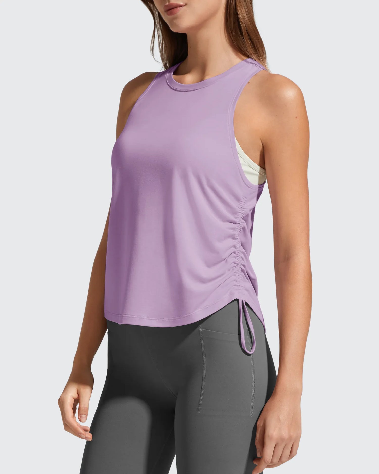 Ruch Side High Neck Racerback Muscle Tank Tops