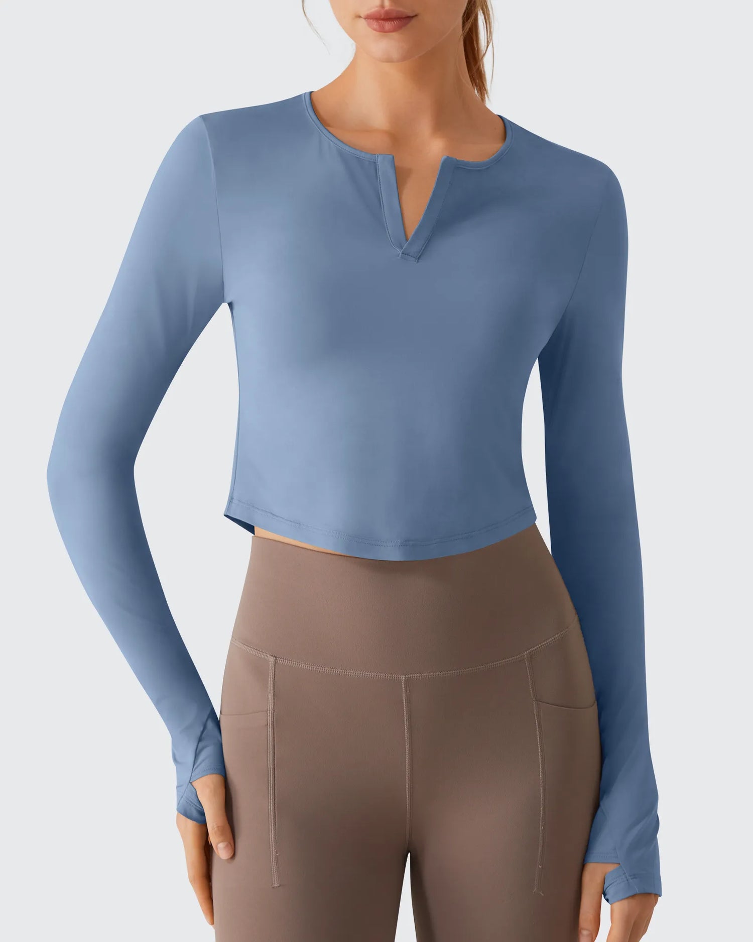 Lightbreeze V Neck UPF 50+ Thumbholes Long Sleeve