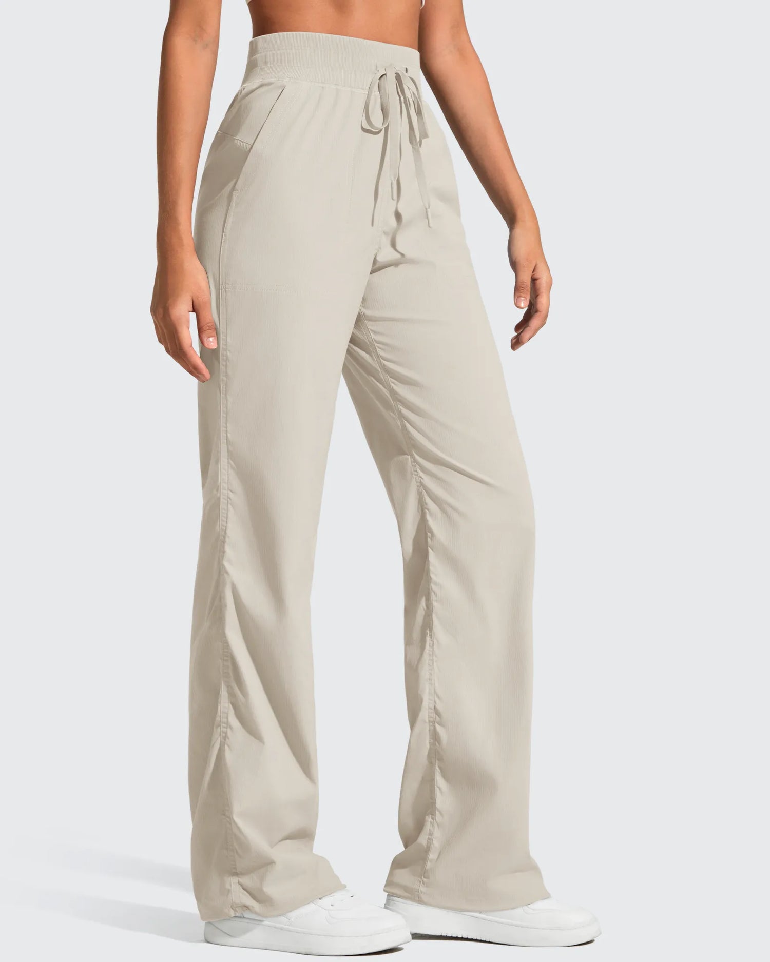 Lightweight Straight Leg Ruched Drawstring Joggers