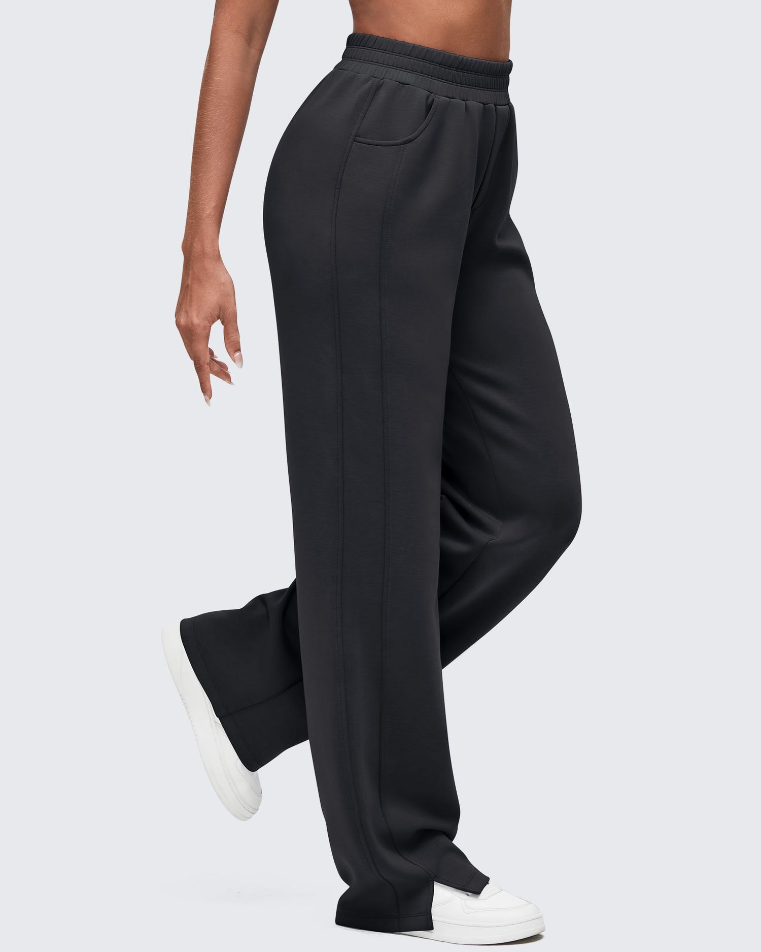 Smoofit High-Waist Side Slit Wide Leg Sweatpants