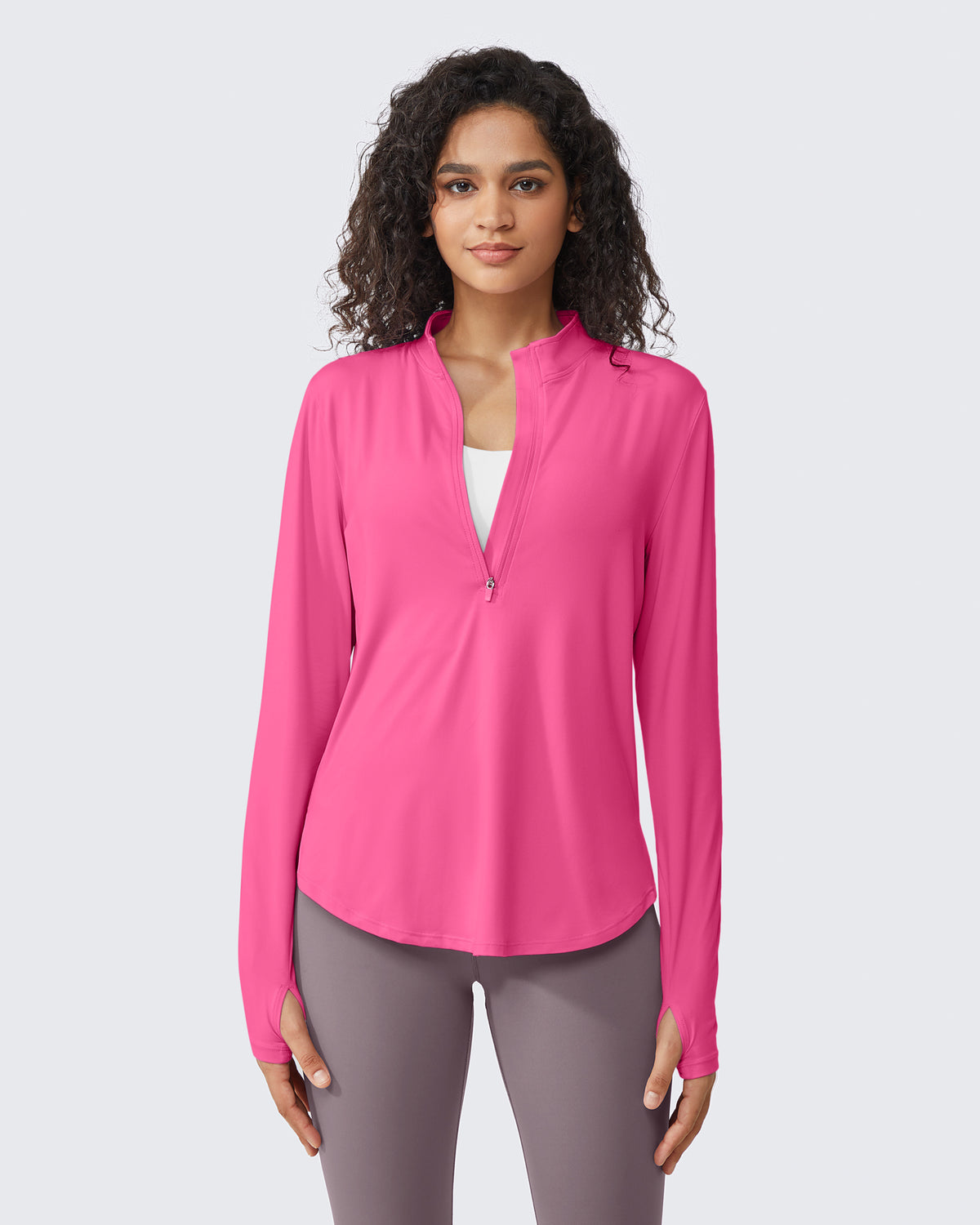 G4Free Activewear Quick Dry High Neck Sun Half Zip Workout Tops 