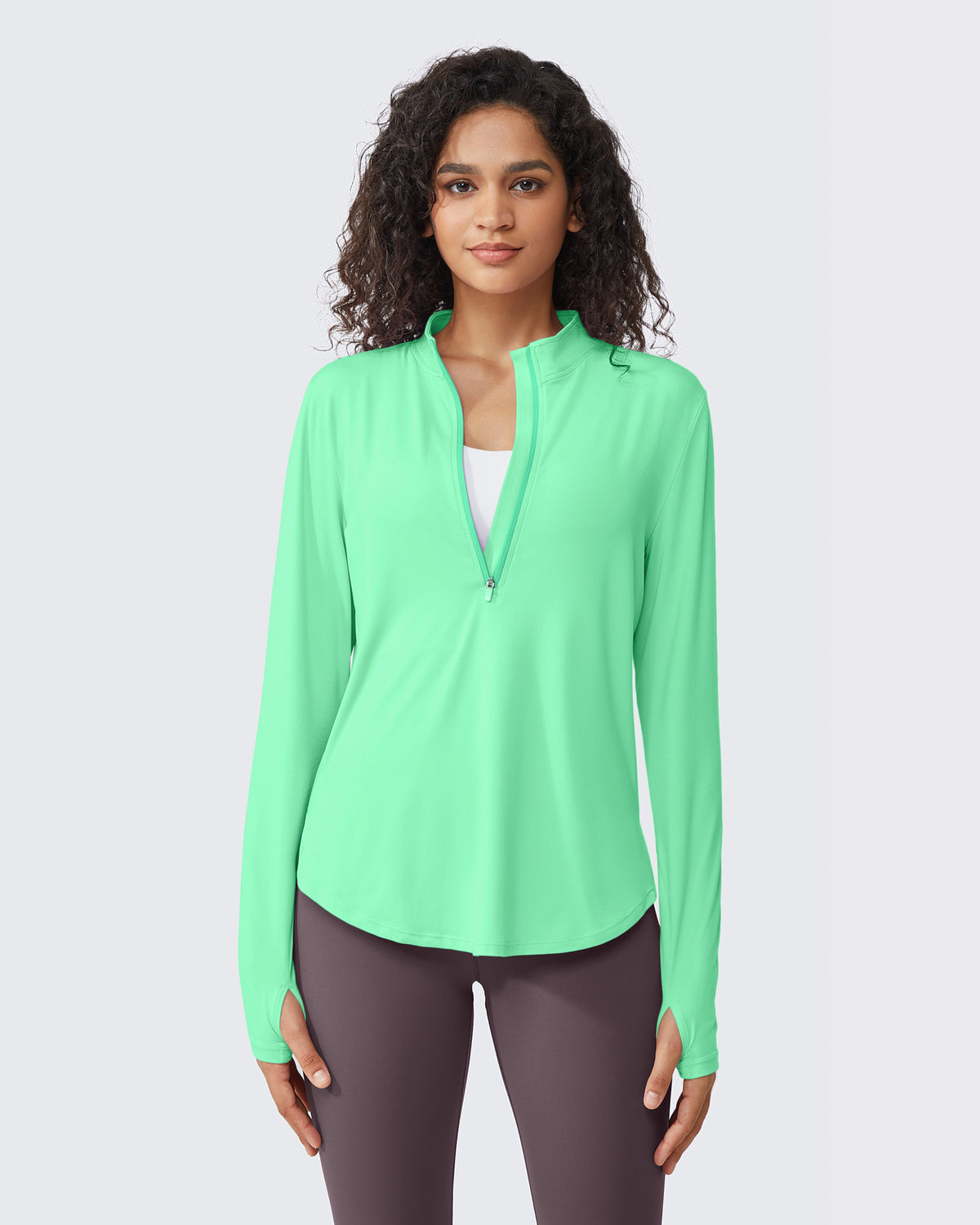 G4Free Activewear Quick Dry High Neck Sun Half Zip Workout Tops 