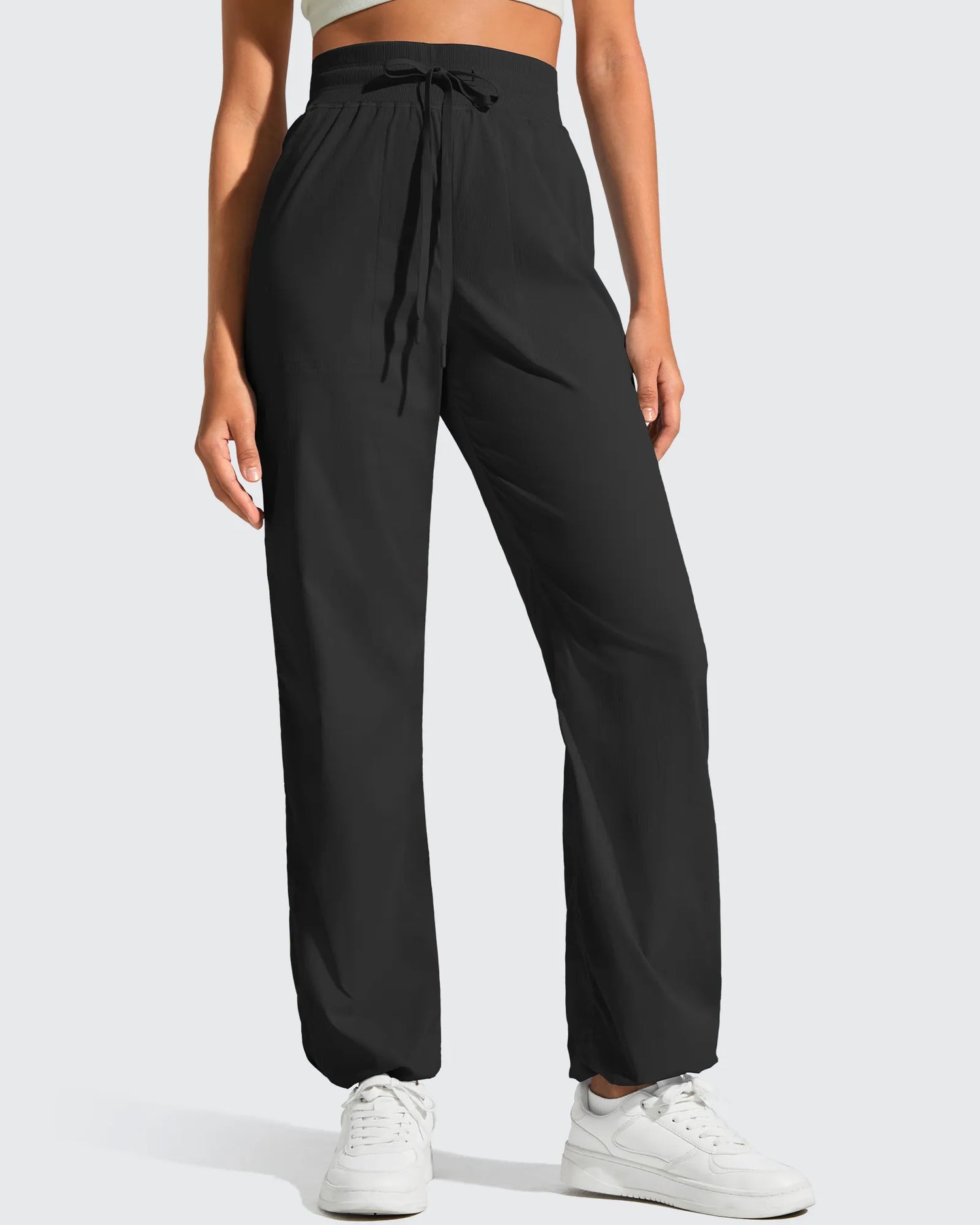 Lightweight Straight Leg Ruched Drawstring Joggers