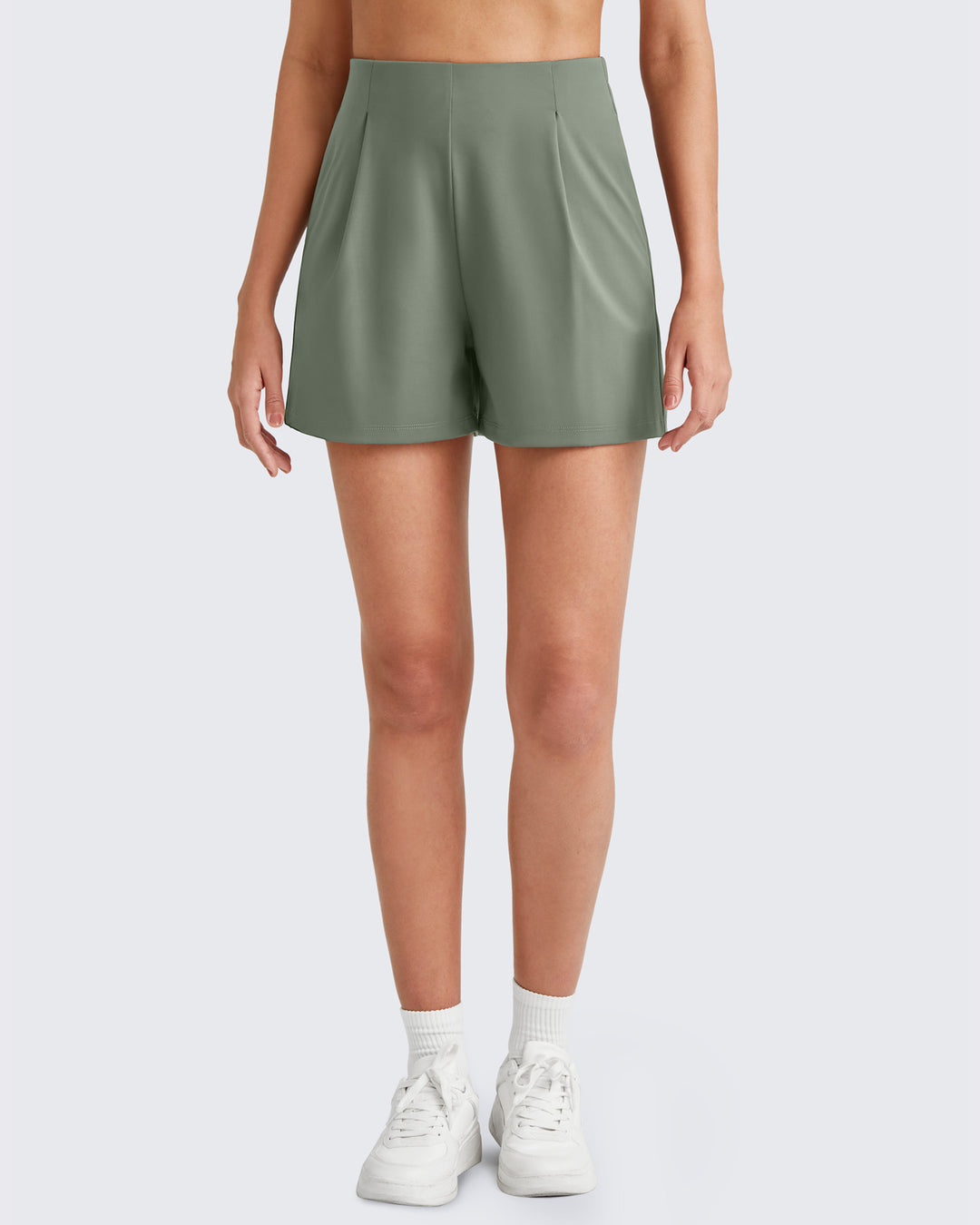 G4Free Activewear Bizcasual High-Rise Pleated Work Shorts 5'' 