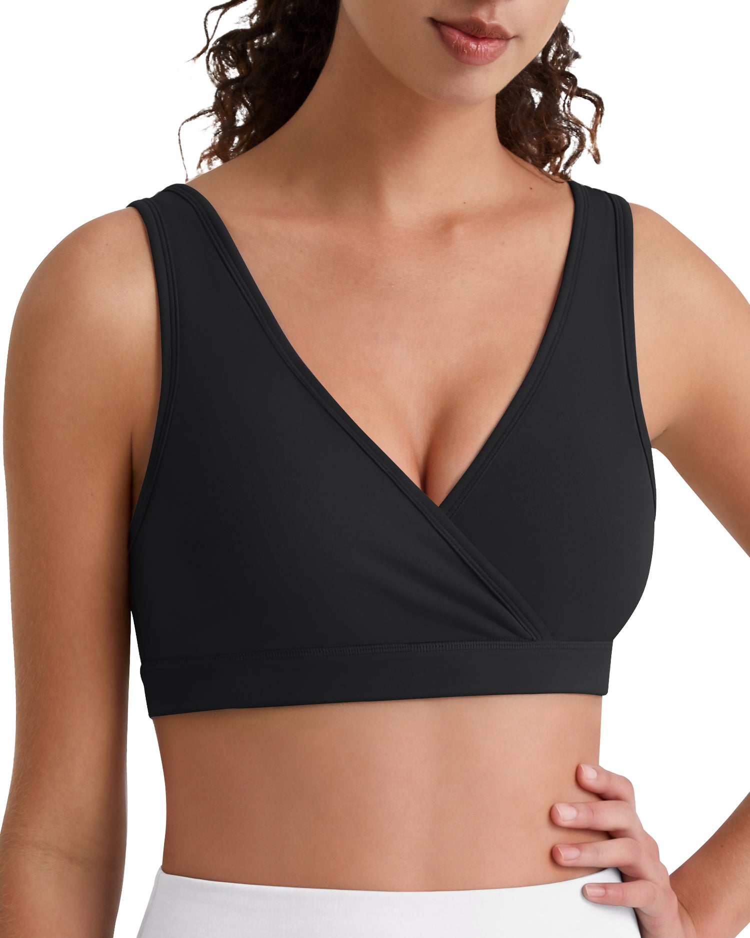 G4Free BareFeel Maternity Nursing Bra – Wireless V Neck U Back for Sleep & Yoga