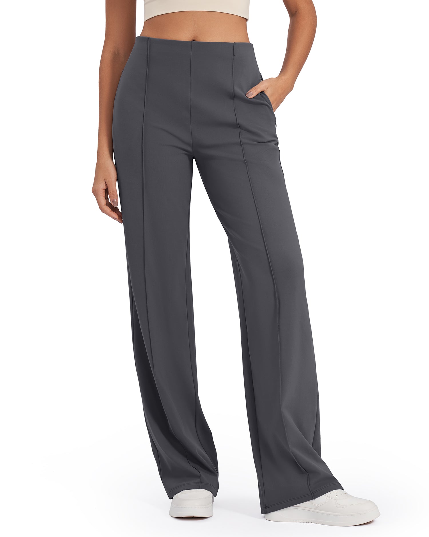 Business Front Pleats Wide Leg Pants