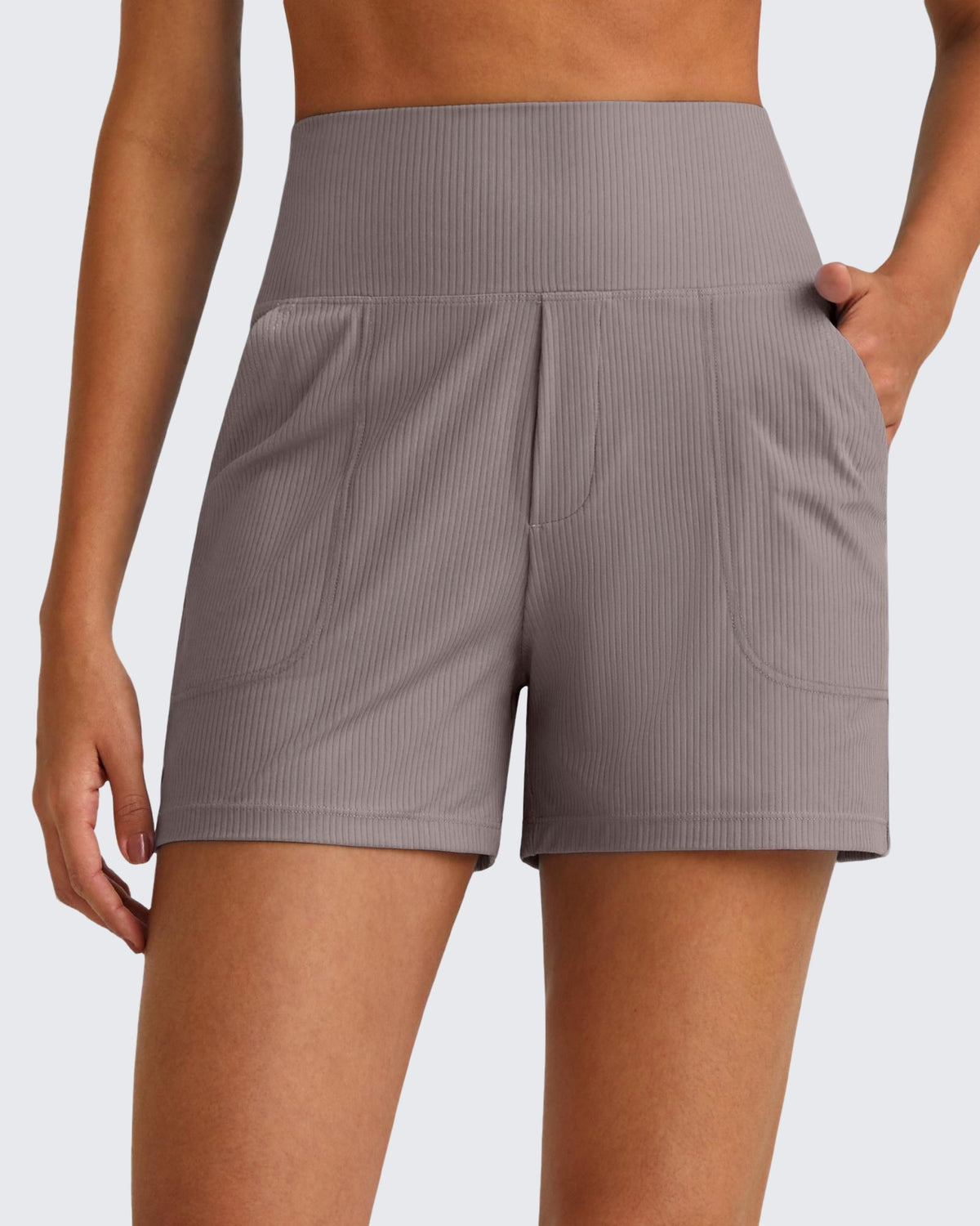 G4Free Activewear Ribbed High-Rise Dressy Casual Shorts 
