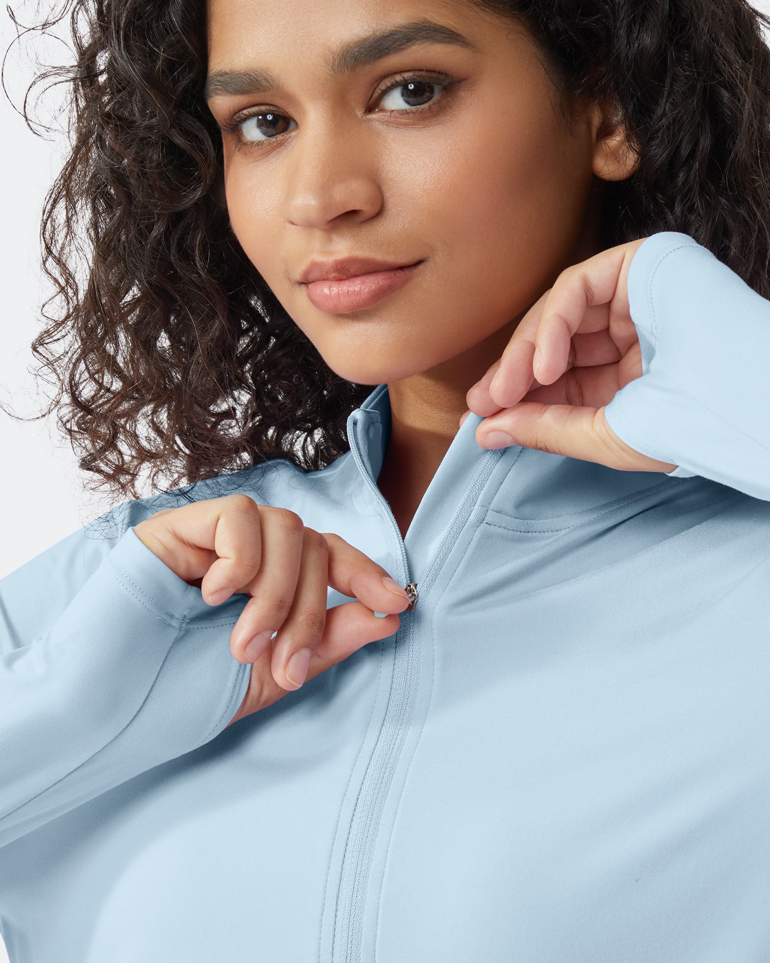 Quick Dry High Neck Sun Half Zip Workout Tops