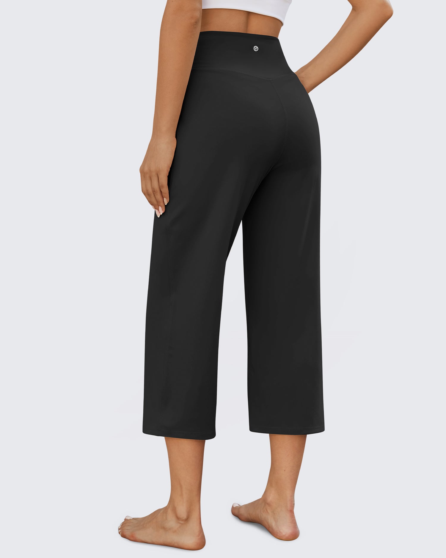 Wide Leg High-Rise Drawstring Capris Pants