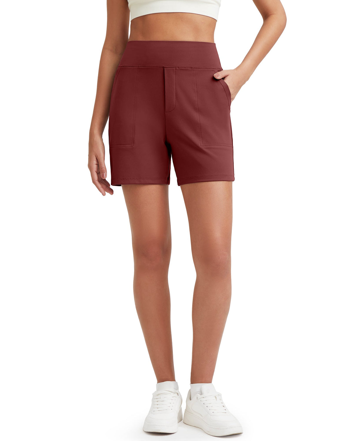 G4Free Activewear High-Waist Burmuda Athletic Shorts 5'' 