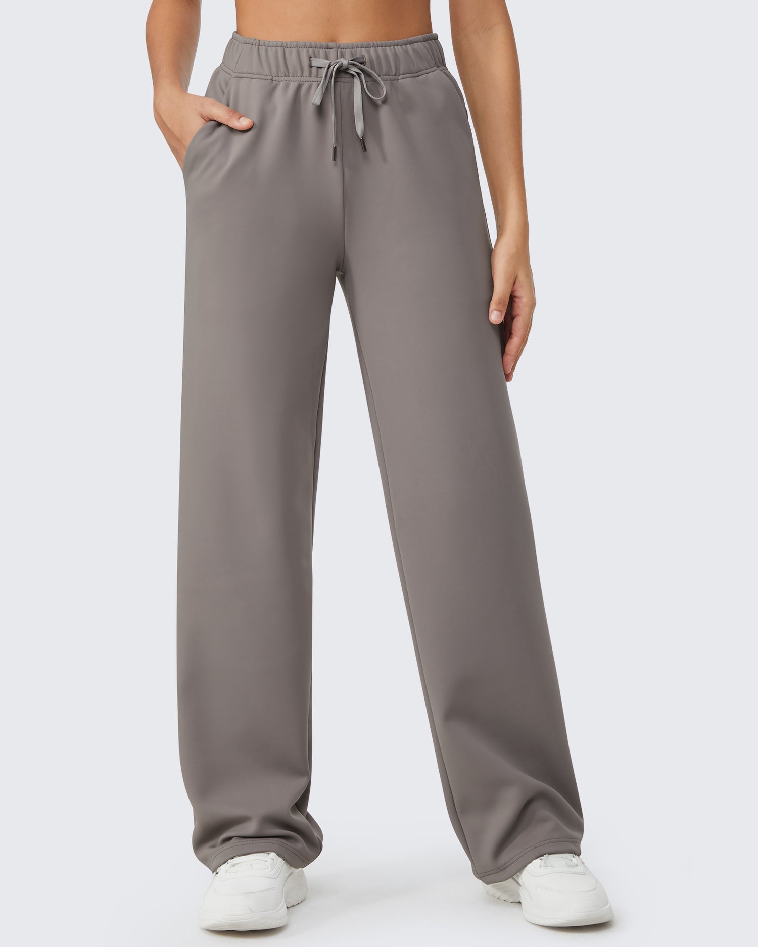 Loose Fleece Lined Mid-Waist Casual Pants