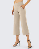 G4Free Activewear Wide Leg High-Waisted Capri Work Pants 25 