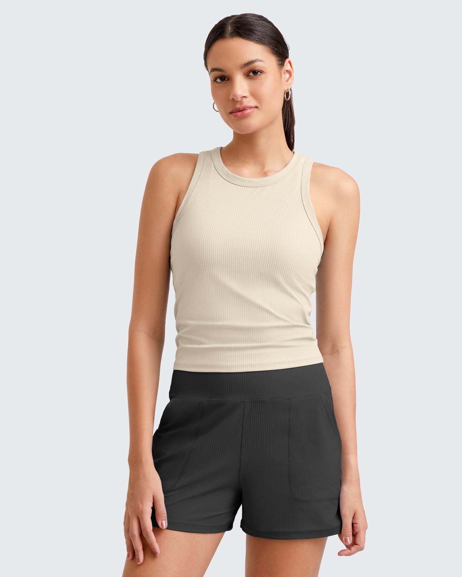 G4Free Activewear Ribbed Slim Racerback Athletic Tanks 