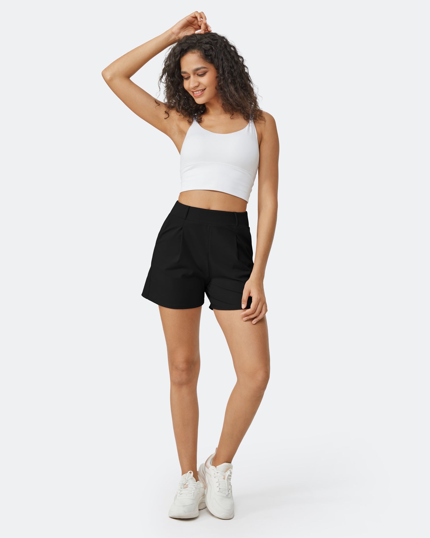 High-Waisted Casual Suit Shorts