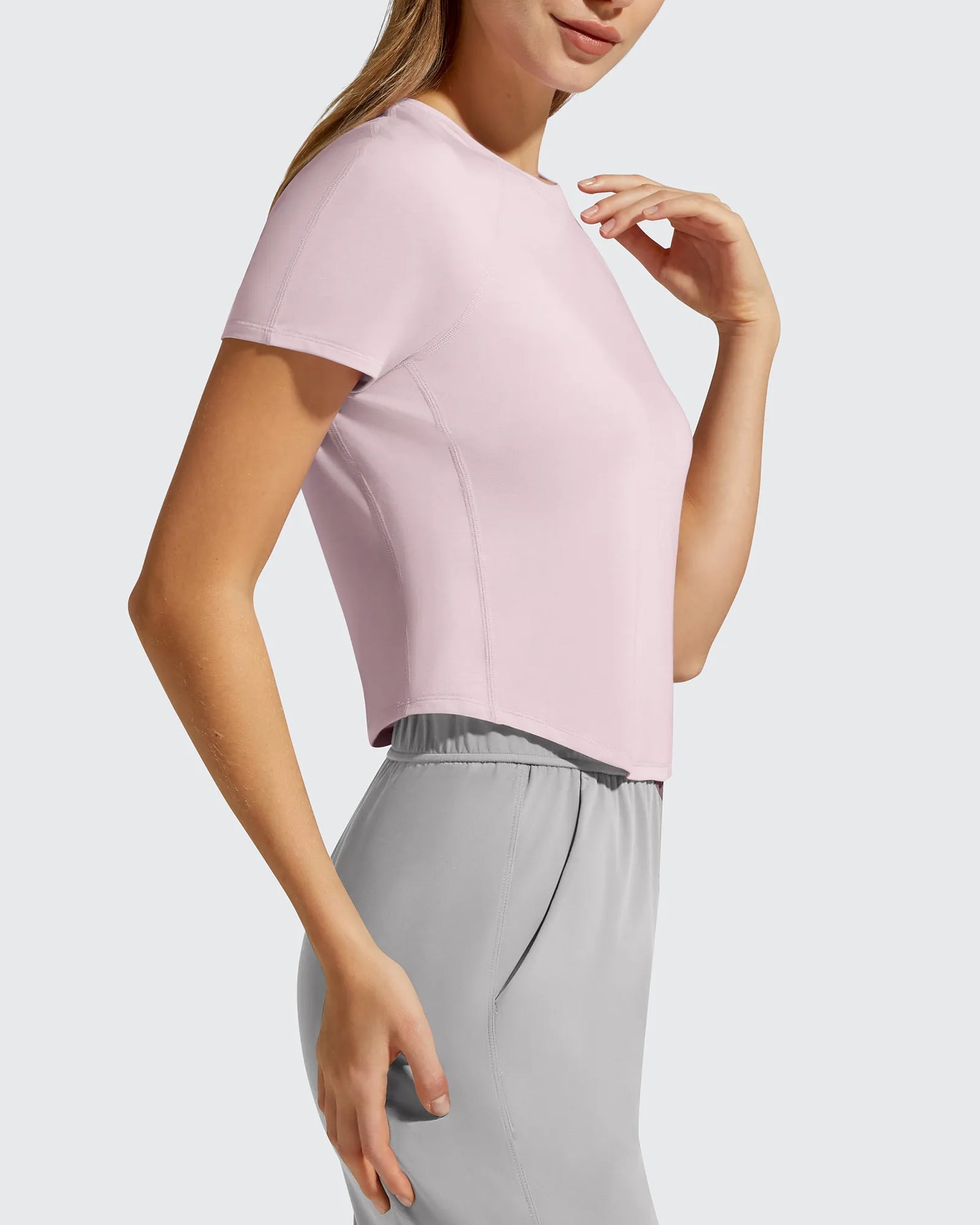Cropped Crewneck Relaxed Fit Short Sleeve Tops