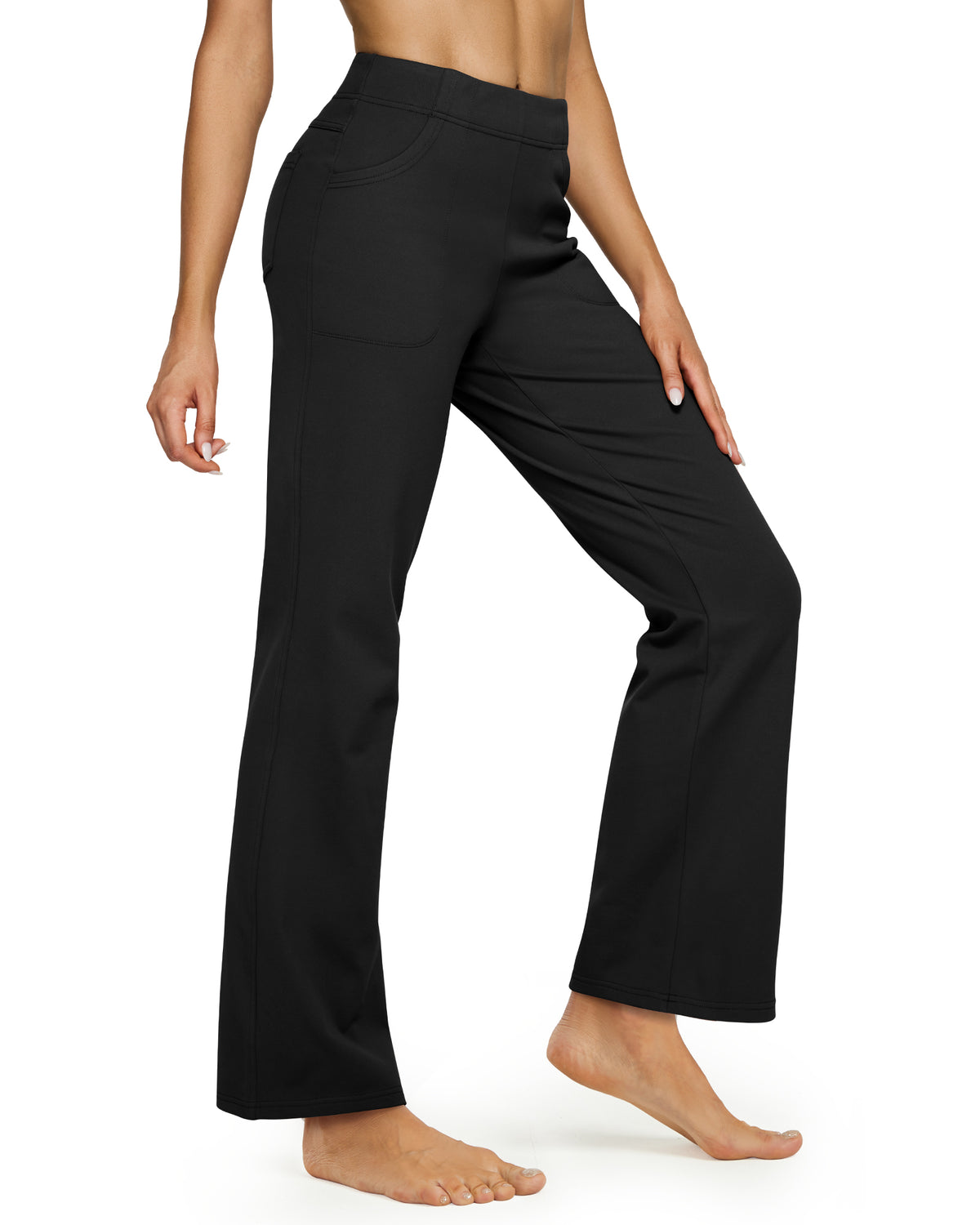 G4Free Activewear Fleece Lined High-Waist Flare Work Pants 