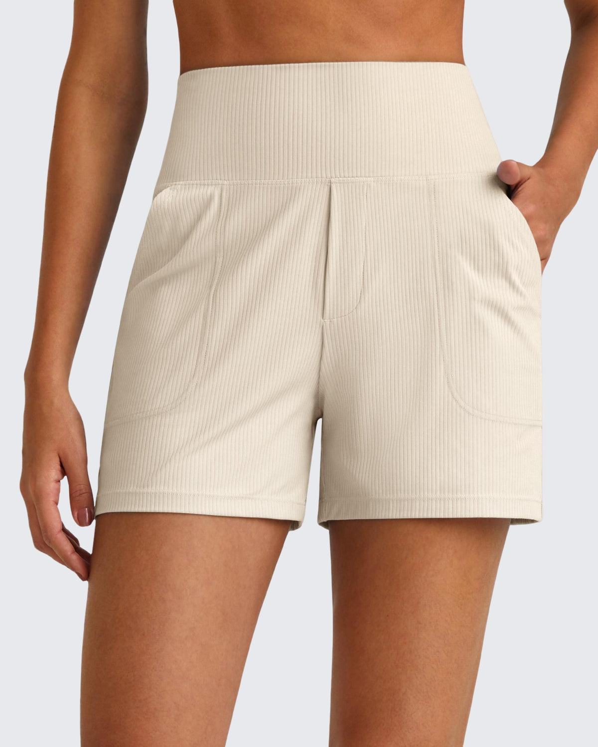 G4Free Activewear Ribbed High-Rise Dressy Casual Shorts 
