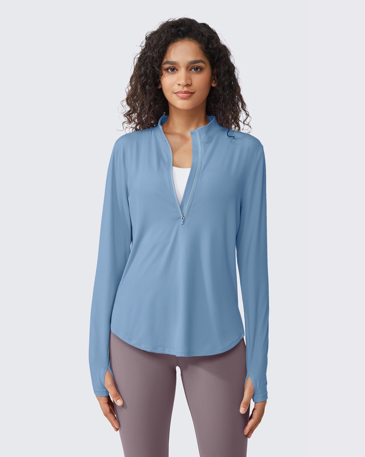 G4Free Activewear Quick Dry High Neck Sun Half Zip Workout Tops 