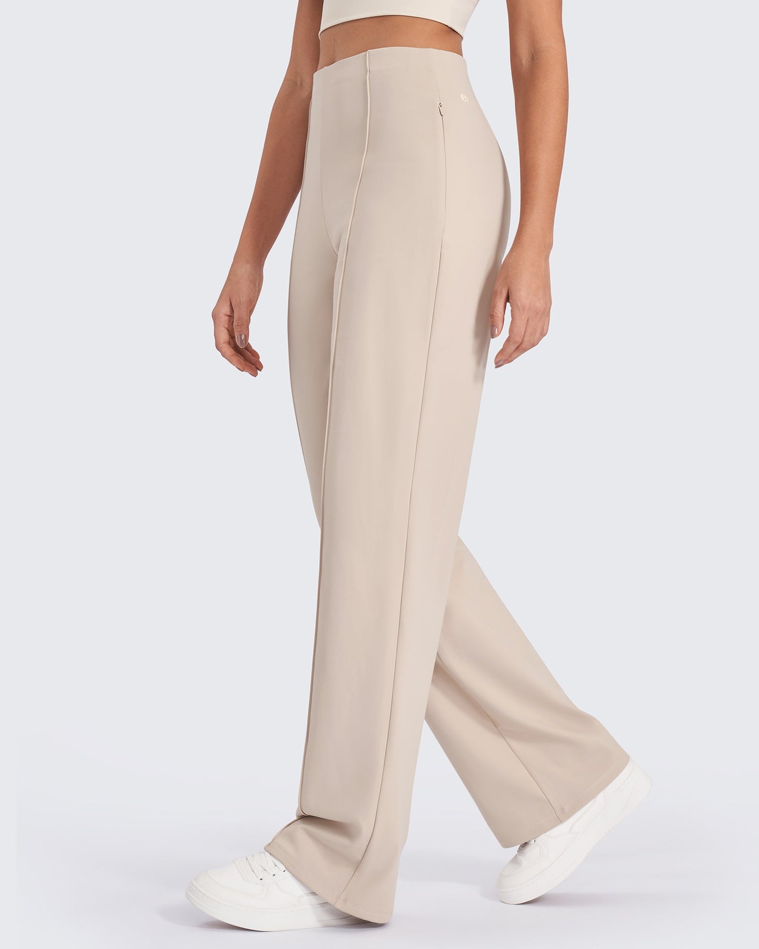 G4Free Activewear Business Front Pleats Wide Leg Pants 