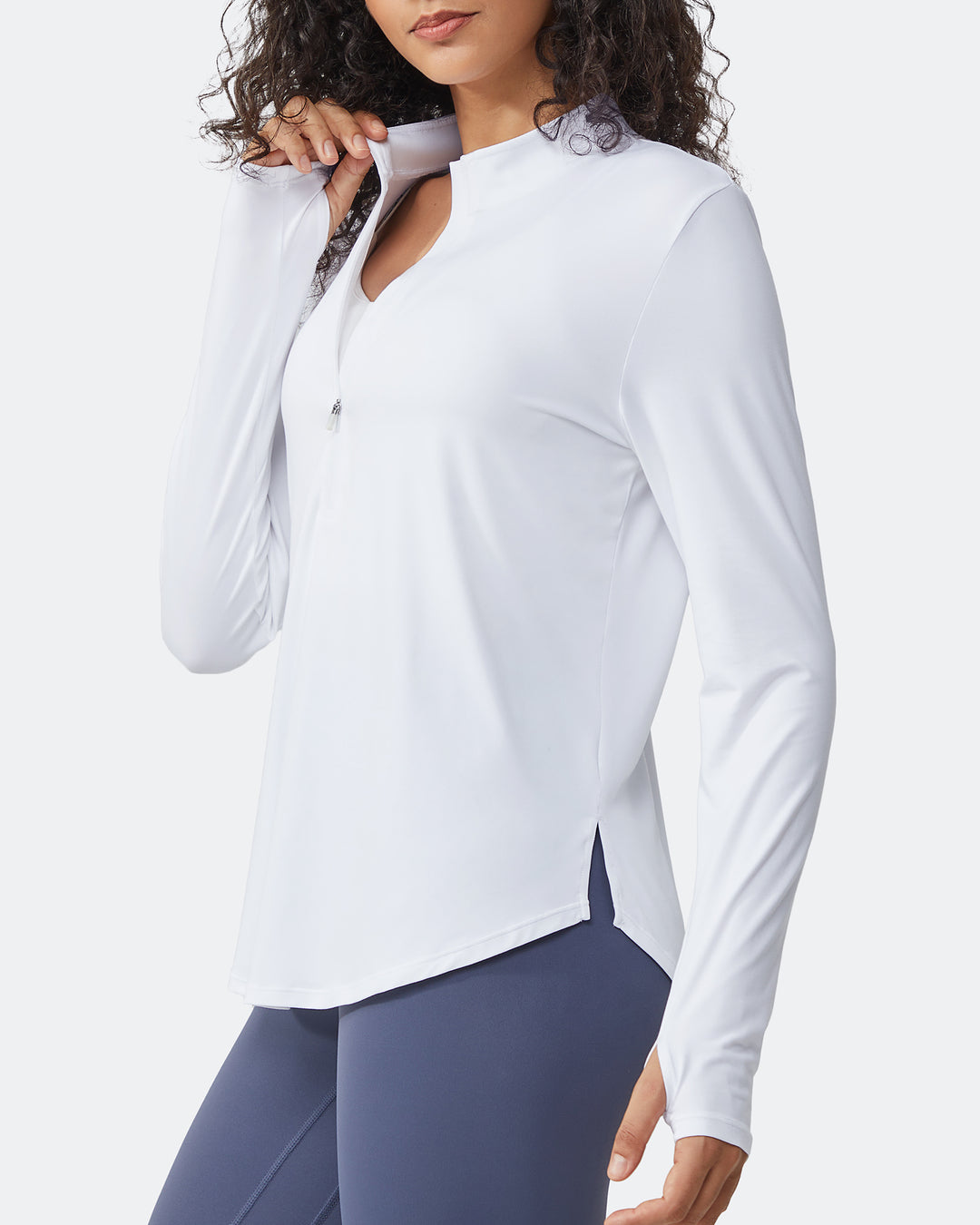 G4Free Activewear Quick Dry High Neck Sun Half Zip Workout Tops 