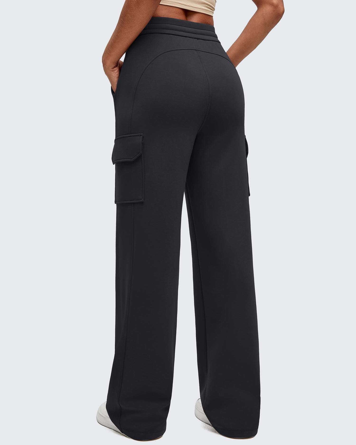 Smoofit Drawstring Wide Leg Pockets Cargo Sweatpants