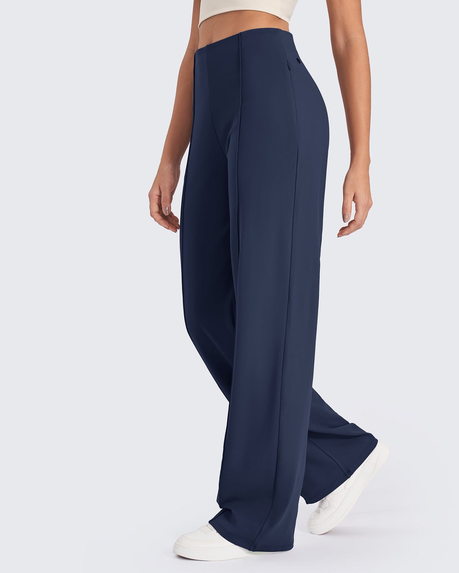 G4Free Activewear Business Front Pleats Wide Leg Pants 
