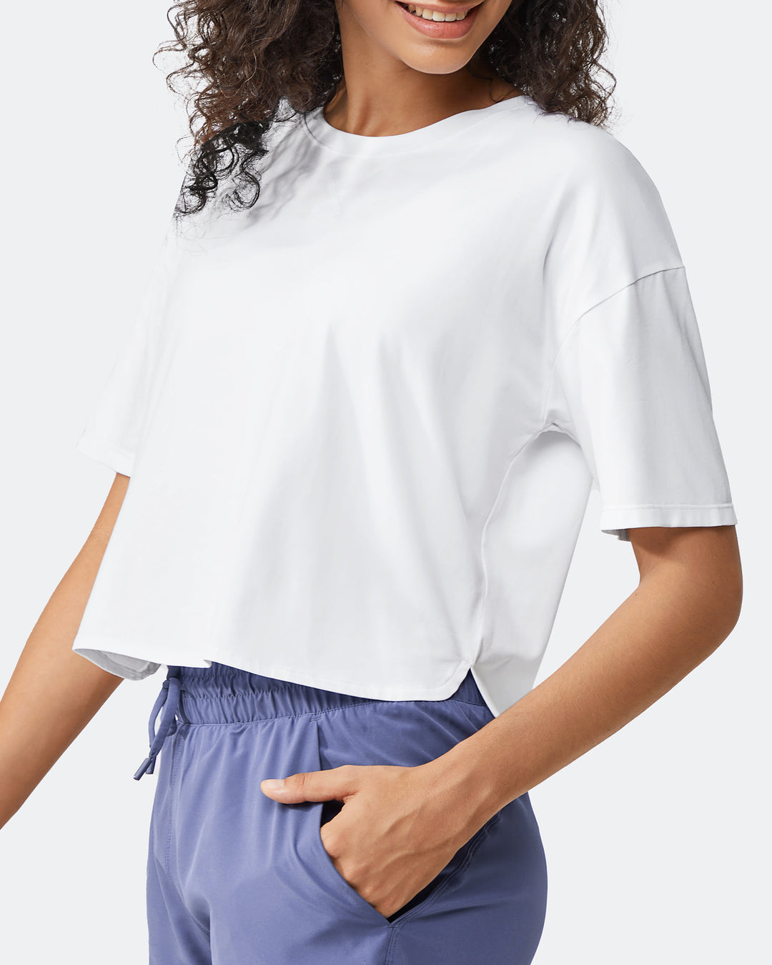 G4Free Activewear Scoop Neck Short Sleeve Workout Crop Tops 