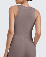 G4Free Activewear BareFeel Half Zip Cropped Workout Tank Tops 