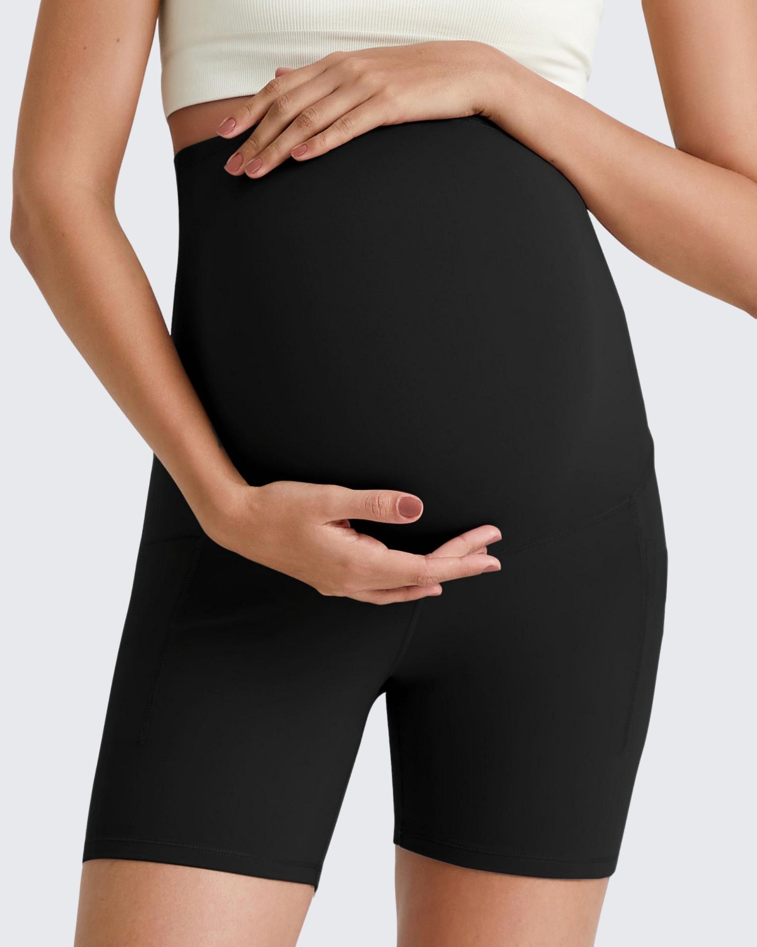 G4Free Activewear - BareFeel Maternity Athletic Legging Shorts 5'' -GF25AY336AA-S-GF25AY336AB-M-GF25AY336AC-L-GF25AY336AD-XL-GF25AY336AE-XXL