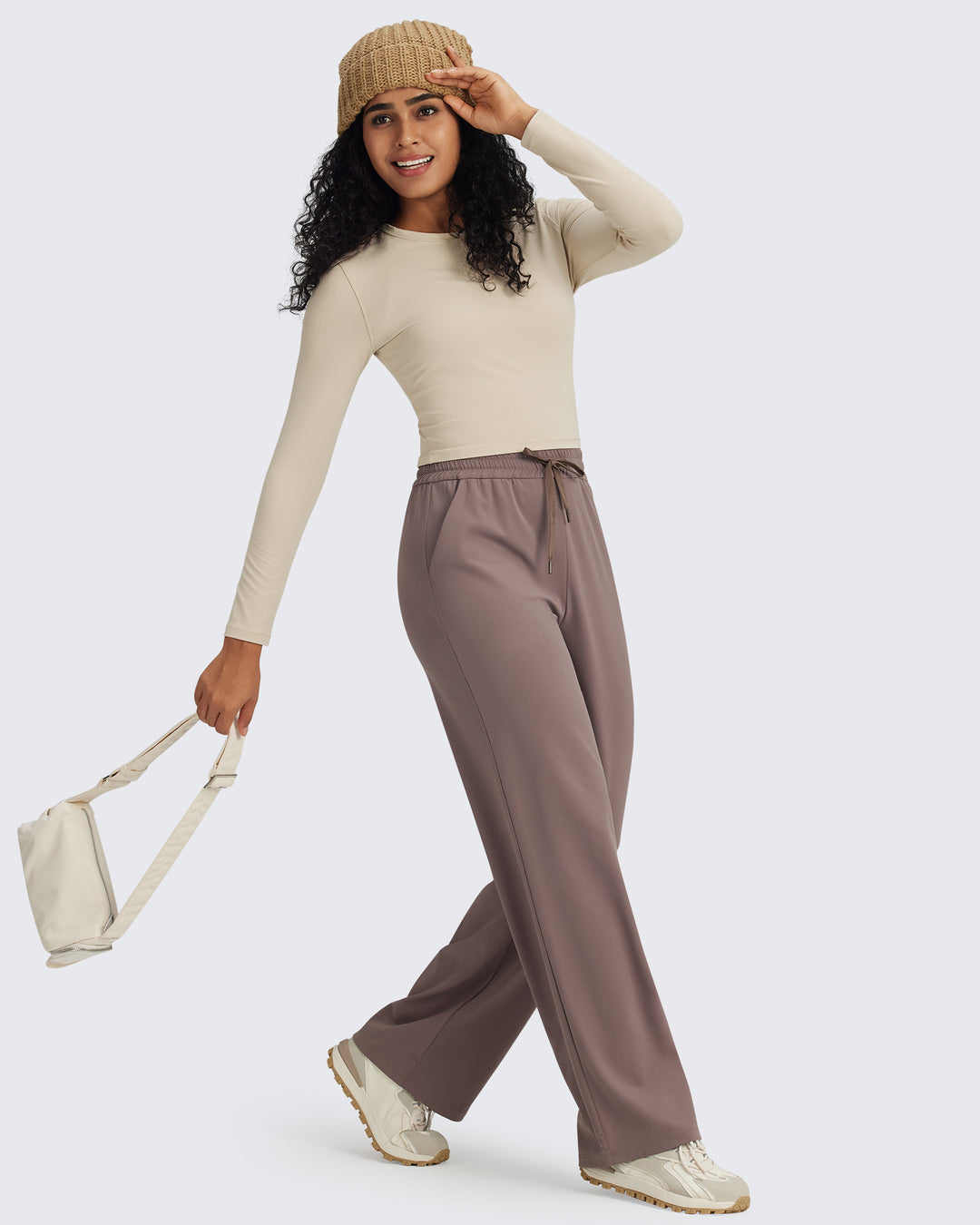 BareFeel Slim High Crew Neck Cropped Long Sleeve