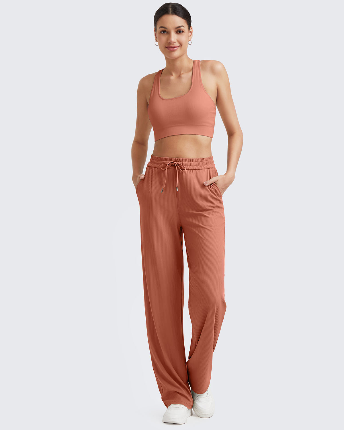 G4Free Activewear Ribbed High-Rise Seamless Work Pants 