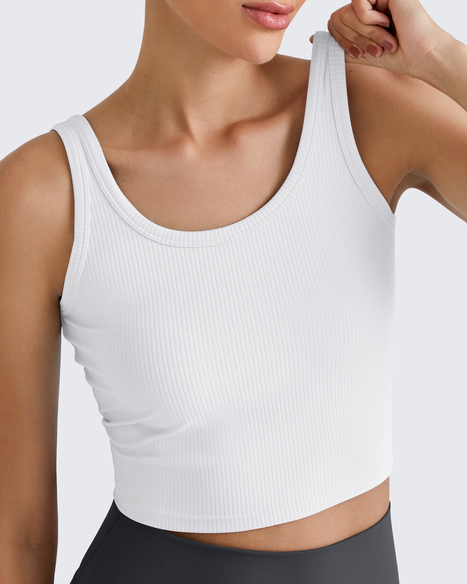 G4free Ribbed Slim Workout Tank Crop Tops 