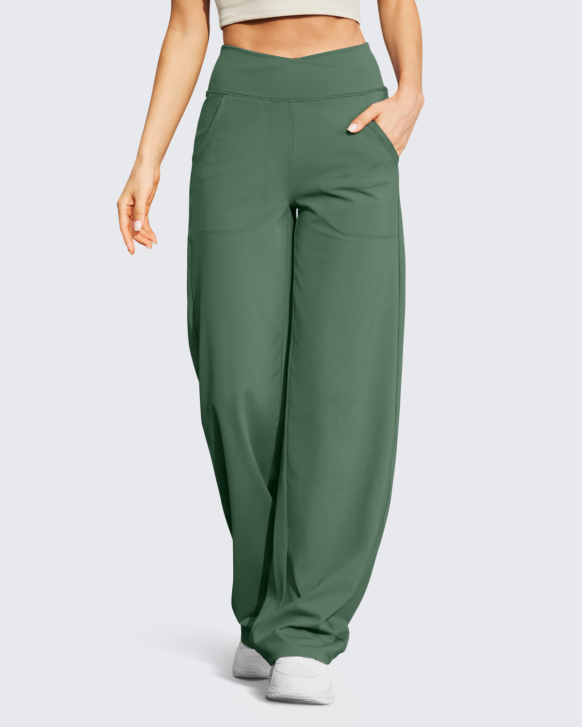 G4Free Activewear Wide Leg High-Waist Casual Pants 29 