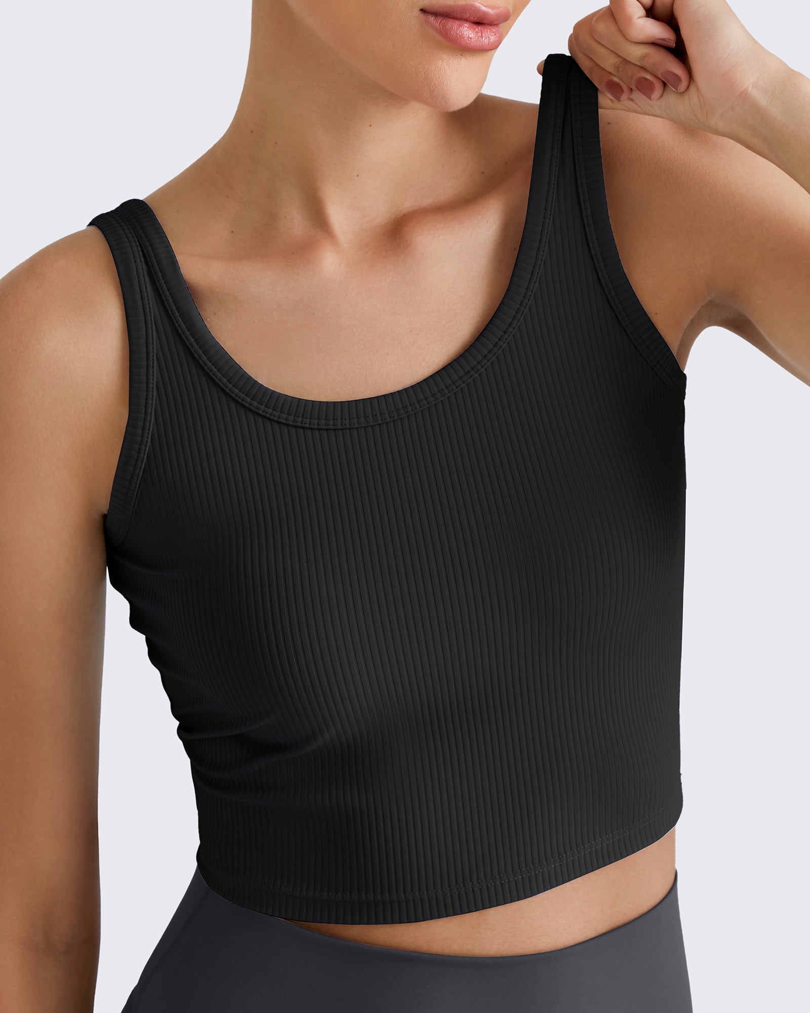 G4free Ribbed Slim Workout Tank Crop Tops 