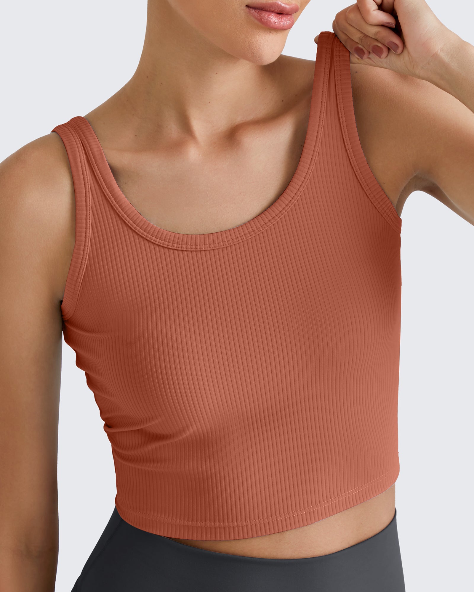 G4free Ribbed Slim Workout Tank Crop Tops 