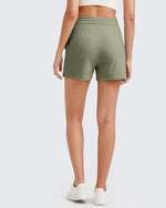 G4free Ribbed Mid-Rise Drawstring Shorts 