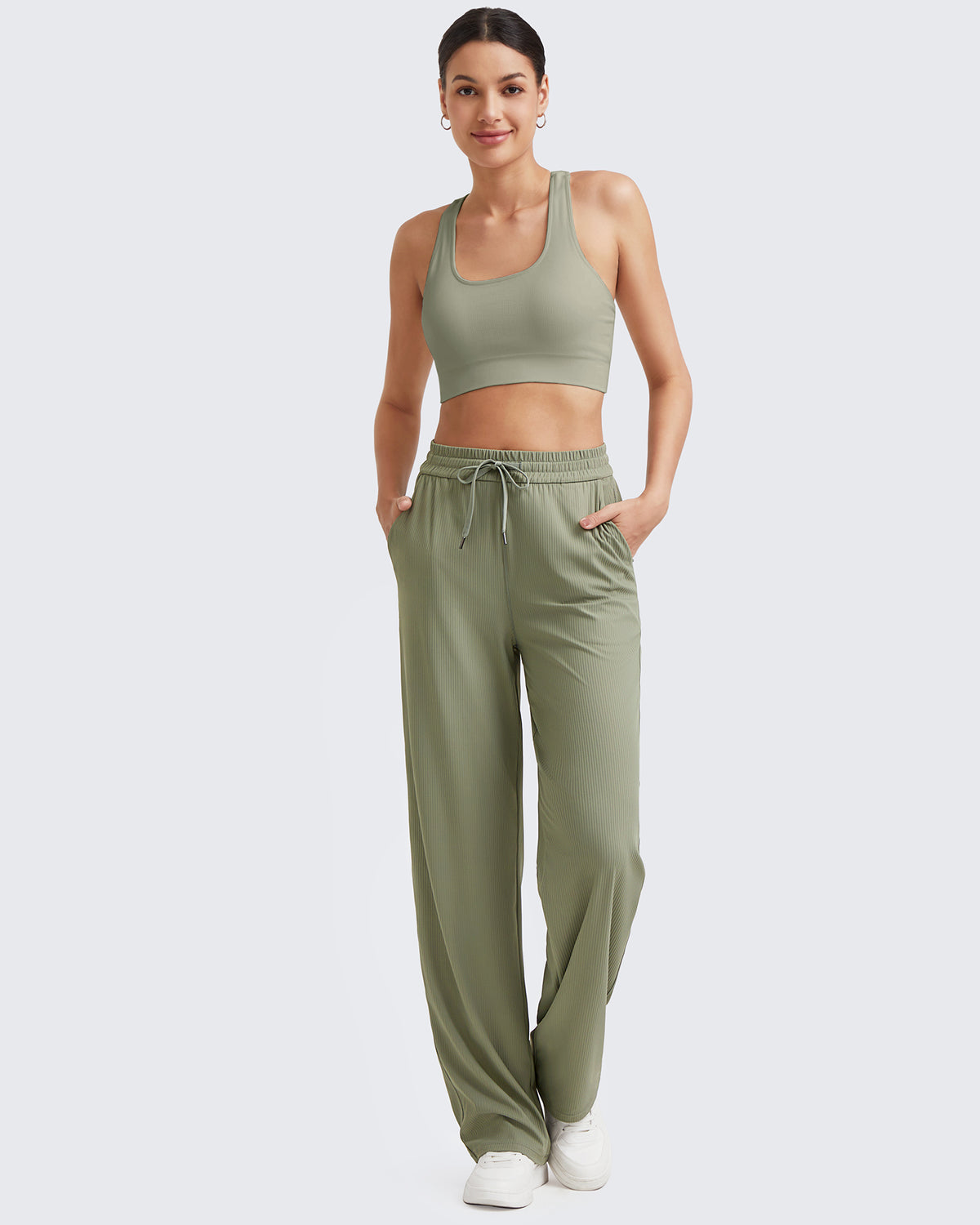 G4Free Activewear Ribbed High-Rise Seamless Work Pants 