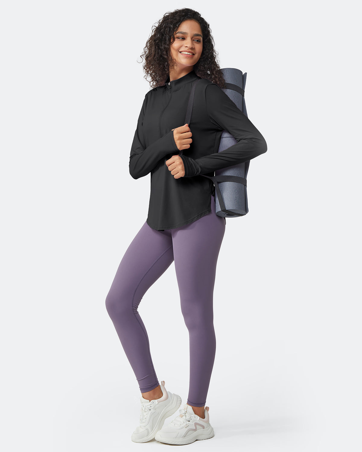 G4Free Activewear Quick Dry High Neck Sun Half Zip Workout Tops 