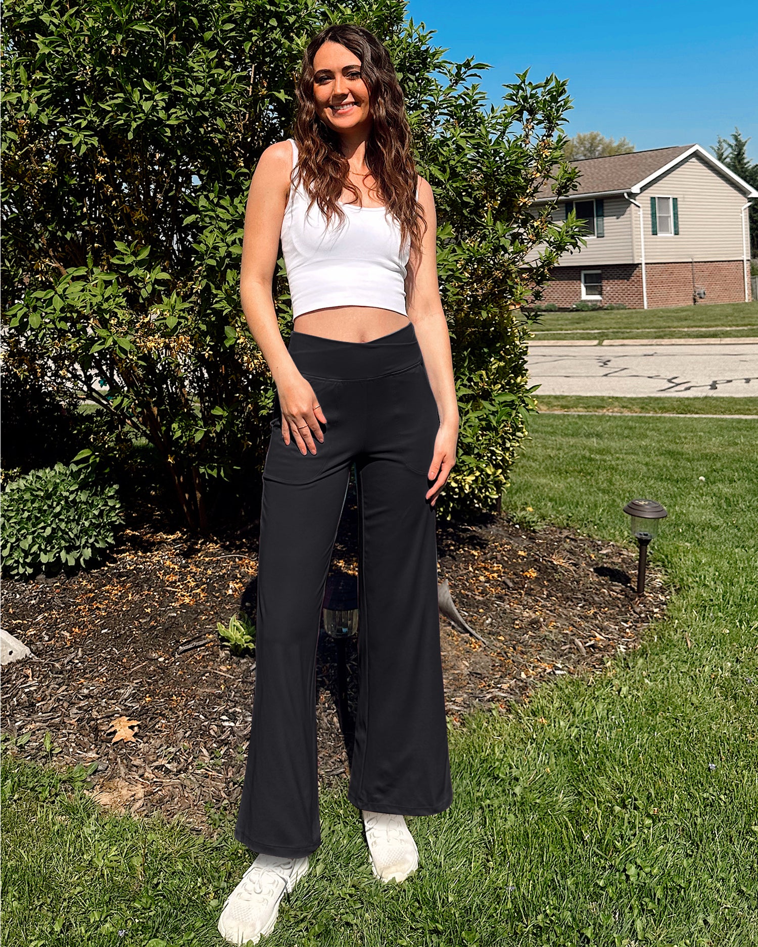 Wide Leg High-Waist Casual Pants 31'