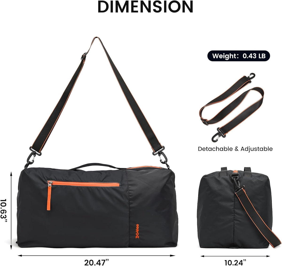 G4Free G4Free 40L Large Gym Wet Pocket  Duffel Bag 