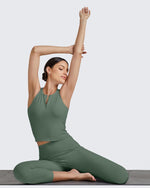 G4Free Activewear BareFeel Half Zip Cropped Workout Tank Tops 