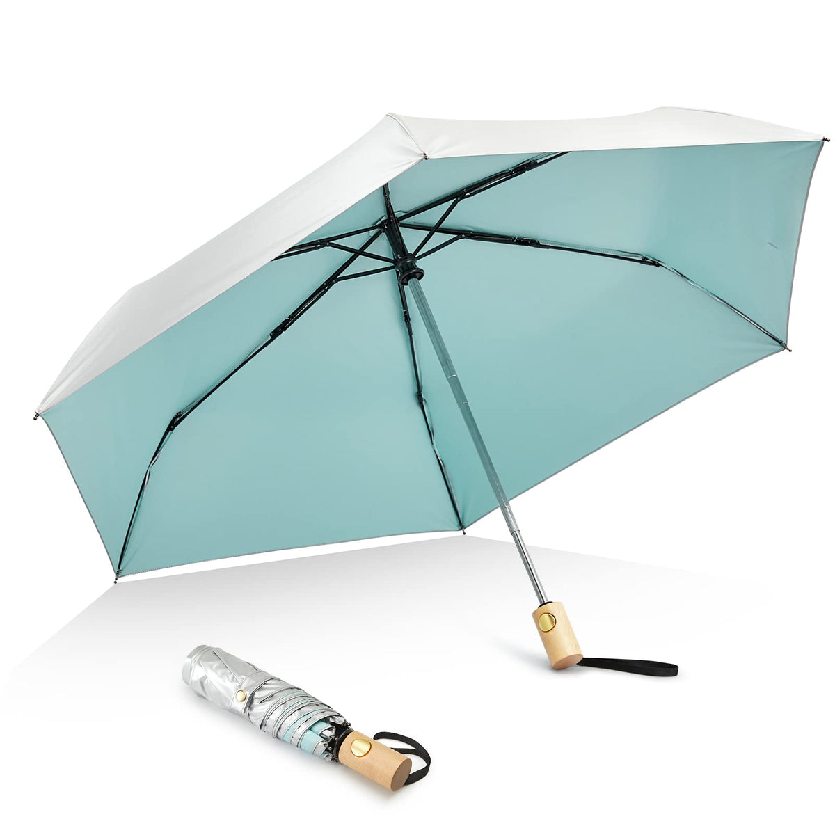 G4Free G4Free 42Inch UPF 50+ UV Protection Wooden Handle Travel Umbrella 