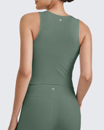 G4Free Activewear BareFeel Half Zip Cropped Workout Tank Tops 