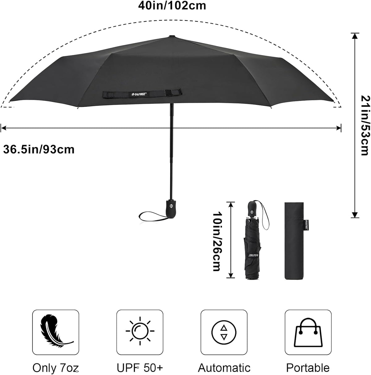 G4Free G4Free Ultralight UPF 50+ UV Protection  Super Slim Mini Auto Umbrella 