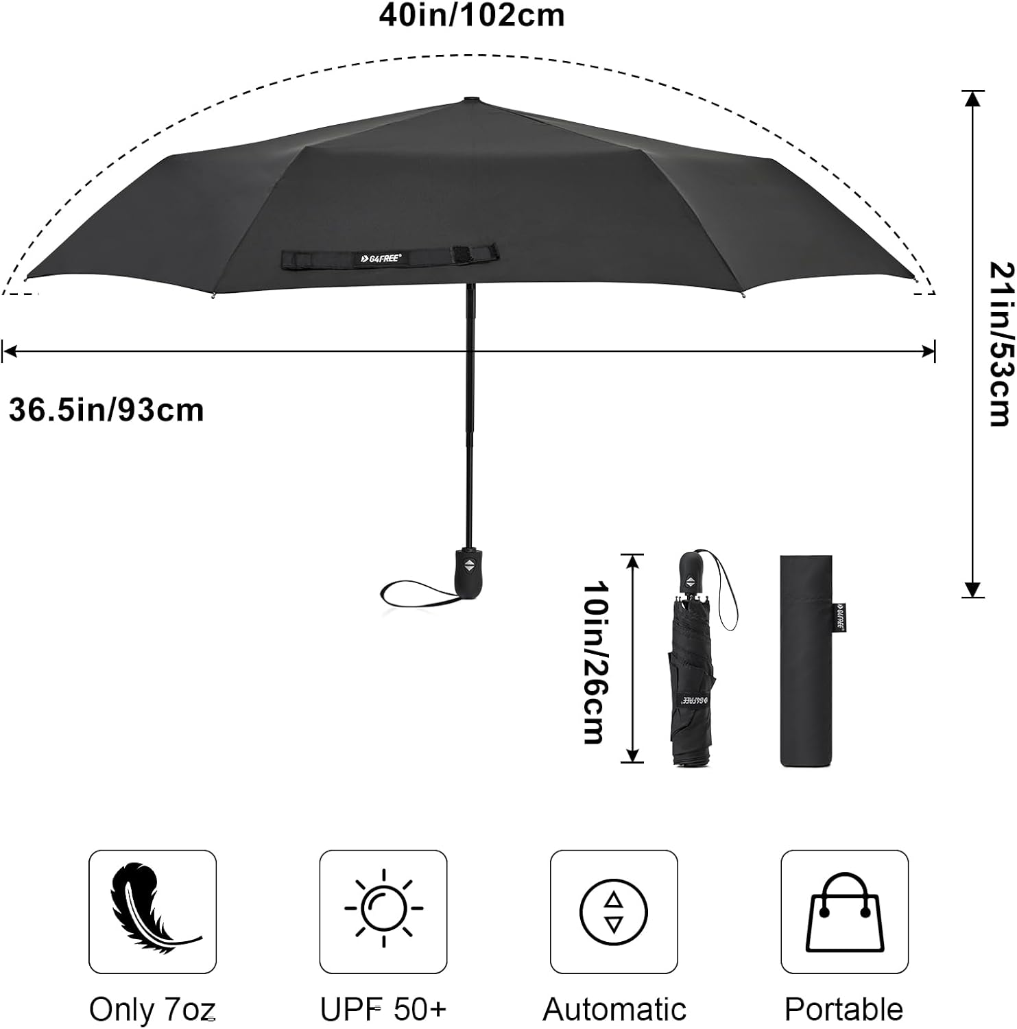 G4Free G4Free Ultralight UPF 50+ UV Protection  Super Slim Mini Auto Umbrella 