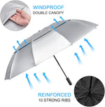 G4Free G4Free 42/46/54/62 Inch 10 Ribs Windproof for Rain Double Canopy Auto Umbrella 